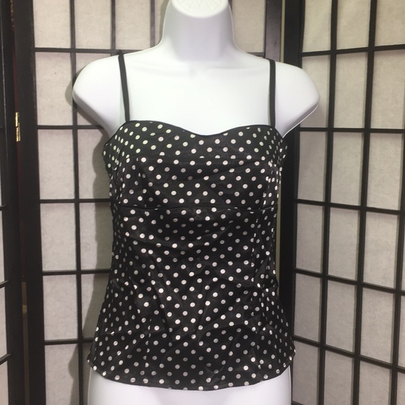 Studio Y Polka Dot Tank Top Sz S Full Zipper Side - Picture 1 of 7